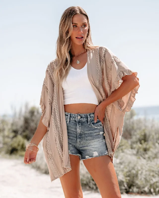 Latte Open Front Textured Kimono - FINAL SALE