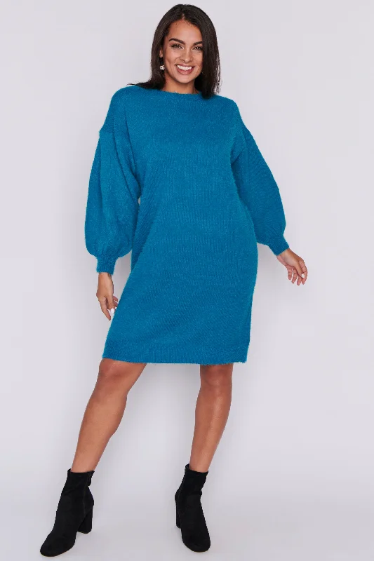 Cozy Harbour Blue Knit Dress