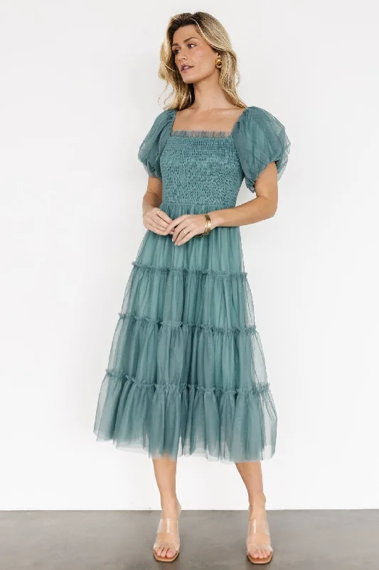 Liv Tulle Midi Dress | Eucalyptus