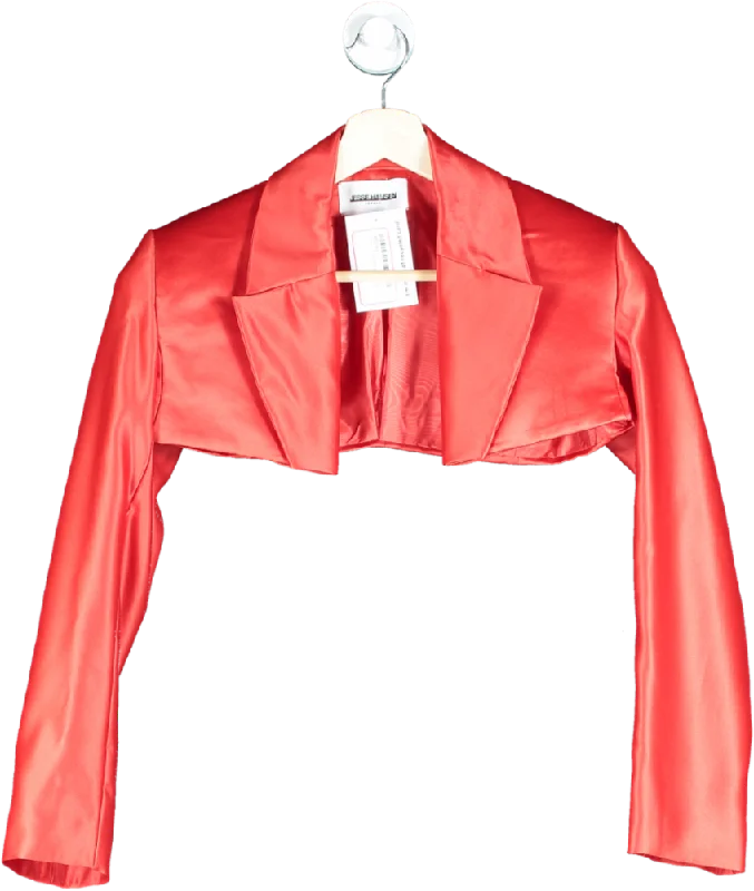 Jesse Hansen Red Cropped Satin Bolero Jacket UK XS