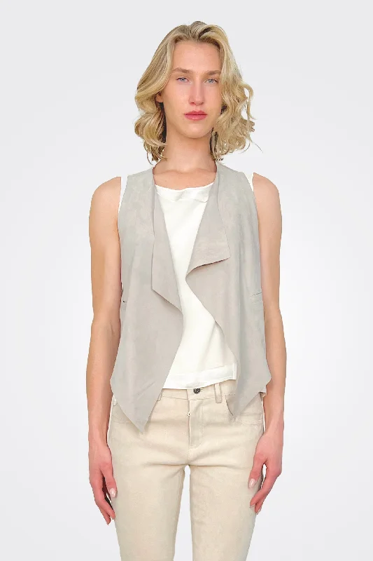 Stretch Leather Vest - Ash