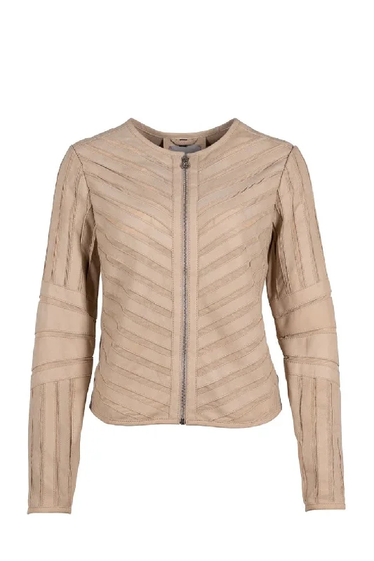 Tila Leather Jacket - Beige